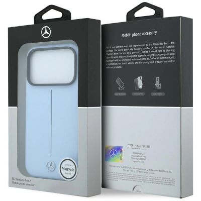 8. Mercedes Leder-Halbhülle mit ikonischer MagSafe-Linie für iPhone 18 Pro Max / 17 Pro Max – Blau