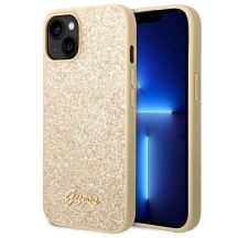 Guess GUHCP14SHGGSHD iPhone 14 6.1" Gold/Gold Hartschalenetui Glitter Script