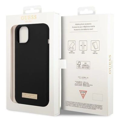 8. Guess GUHMP14MSBPLK iPhone 14 Plus 6,7" czarny/black hard case Silicone Logo Plate MagSafe