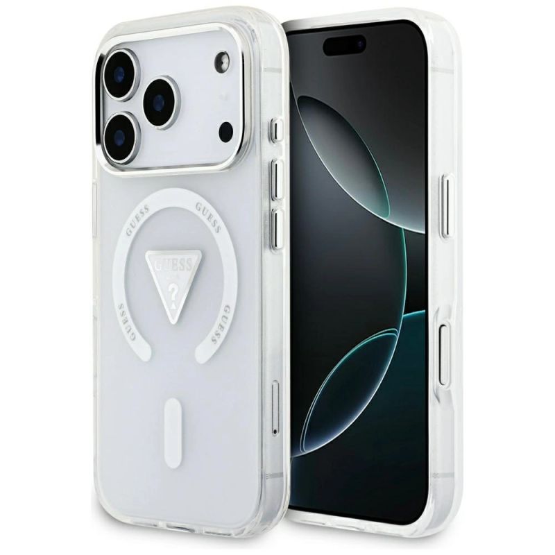 Guess IML Gradient Triangle Logo MagSafe Hülle für iPhone 17 Pro - Transparent