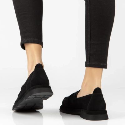 7. Damen-Ledermokassins mit Gummiband, schwarz, Filippo DP7947