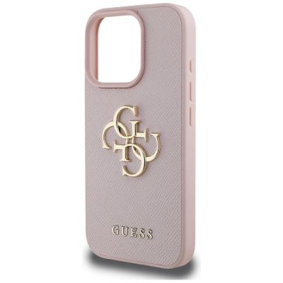 6. Guess Grained Big 4G Logo Small Classic Logo Case für iPhone 16 Pro - Pink