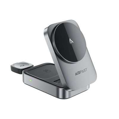 Acefast E22 3-in-1 Kabellose Induktive Ladestation, MagSafe Kompatibel - Grau