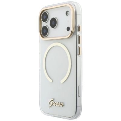 2. Guess IML Script Metal MagSafe Hülle für iPhone 18 Pro Max / 17 Pro Max – transparent