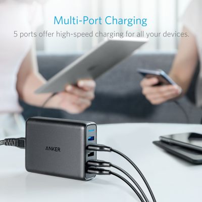 5. Anker PowerPort Speed 5 A2054L11 63W Quick Charge 3.0 USB-Ladegerät