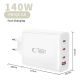 5. Tech-Protect NC140W-GAN 4-Port 140W Wandladegerät – Weiß