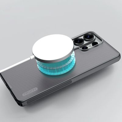13. Nillkin Super Frosted Shield Pro Magnetische Hülle, kompatibel mit MagSafe für Samsung Galaxy S26 Ultra – Transparentes Schwarz