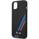 6. BMW Silikonhülle mit schrägen Streifen für iPhone 14 Plus / 15 Plus – Schwarz