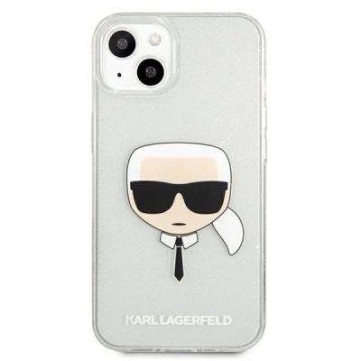 3. Karl Lagerfeld Glitter Karl's Head Hülle für iPhone 13 mini - Silber