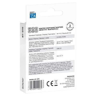 4. SAVIO USB-WLAN-BLUETOOTH-5.4-ADAPTER BT-070