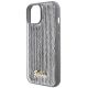 6. Guess Pailletten-Schriftzug-Metallgehäuse für iPhone 15 – Silber