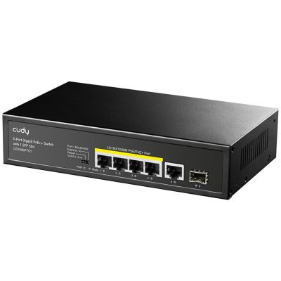 4. Cudy GS1005PTS1 Gigabit-Ethernet (10/100/1000) Netzwerkanschlüsse mit PoE-Unterstützung, Schwarz