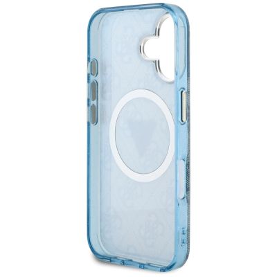 7. Guess IML Metal Glitter 4G Circle Triangle MagSafe Case für iPhone 16 - Blau
