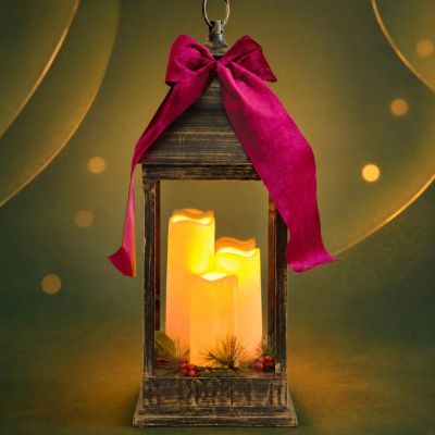 5. LED-Adventslaterne, 60 cm, 3 Kerzen, Schwarz