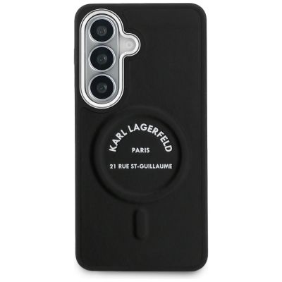 3. Karl Lagerfeld MagSafe Hülle mit geprägtem Ring und RSG-Logo für Samsung Galaxy S26 – Schwarz