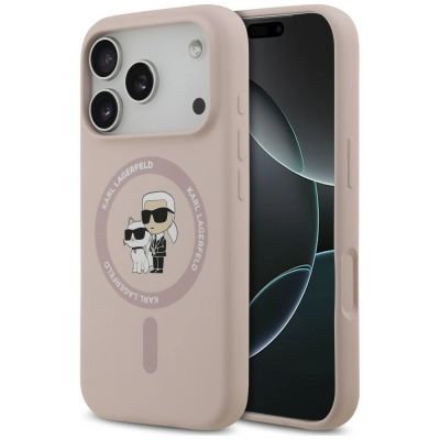 Karl Lagerfeld Silicone Karl&Choupette Ring MagSafe Hülle für iPhone 18 Pro / 17 Pro – Schwarz