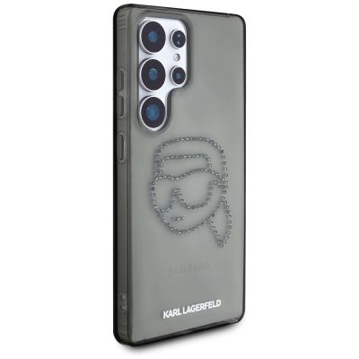 4. Karl Lagerfeld Strasssteine ​​Karl Head Logo Samsung Galaxy S25 Ultra schwarze Hülle