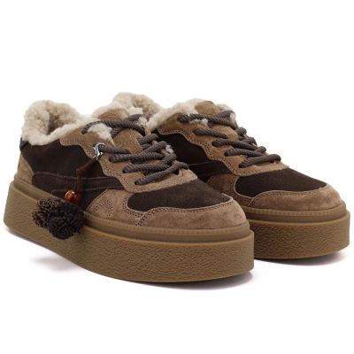 8. Braune und beige isolierte Plateau-Schuhe aus Leder, Modell Kobbo 79665