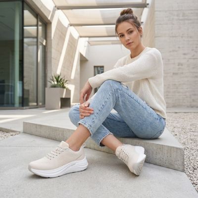 7. Beige Damen-Plateau-Sneaker Rieker W4101-60
