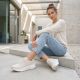 7. Beige Damen-Plateau-Sneaker Rieker W4101-60