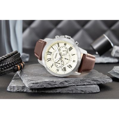6. FOSSIL Grant Herrenuhr aus Leder FS4735 + Box