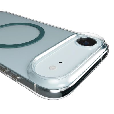 3. Puro Lite Mag TPU+PC Hülle kompatibel mit MagSafe für iPhone 17 Air - Transparent mit türkisfarbenem Ring