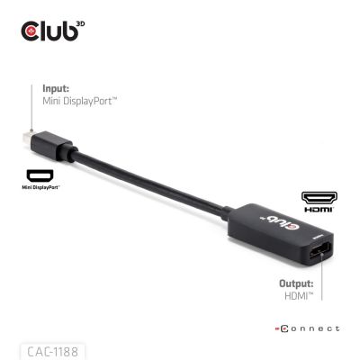6. CLUB3D CAC-1188 Kabeladapter 0,09 m Mini DisplayPort HDMI Schwarz
