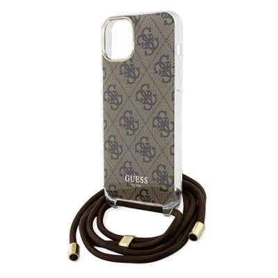 5. Guess Crossbody Cord 4G Print Hülle für iPhone 15 / 14 / 13 – braun