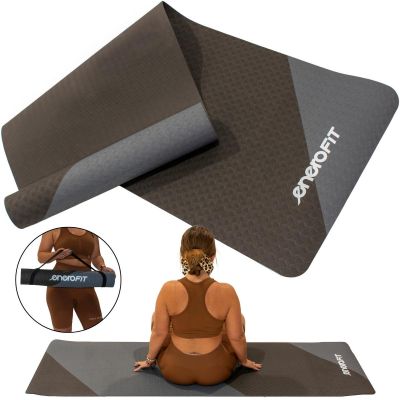 ENERO FIT Rutschfeste TPE-Yoga- und Fitnessmatte, Grau-Schwarz