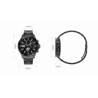 20. GRAVITY GT16-2 Schwarze Herren-Smartwatch mit schwarzem Armband
