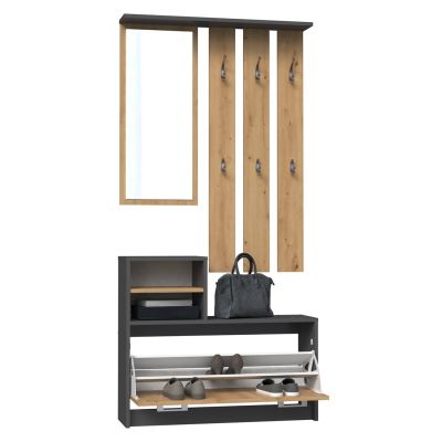 9. KLEIDERSCHUHSCHRANK ANTHRAZIT/HANDWERK