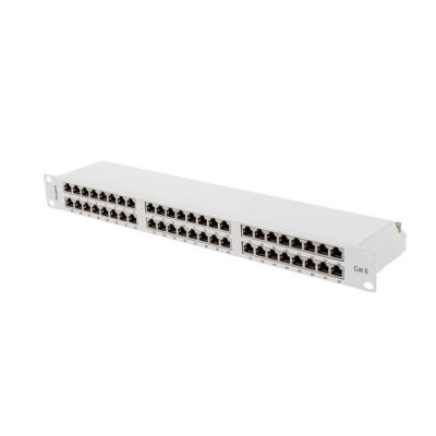Patchpanel mit 48 Ports, 1 HE, 19 Zoll, Cat.6, FTP, geschirmt, grau, Lanberg