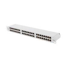 Patchpanel mit 48 Ports, 1 HE, 19 Zoll, Cat.6, FTP, geschirmt, grau, Lanberg