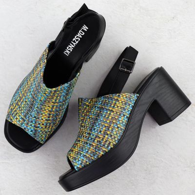 3. Damen-Sandalen mit Blockabsatz und Flechtdetail M.Daszyński MR23126-7