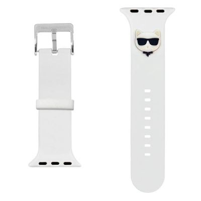 2. Karl Lagerfeld Silikonarmband mit Choupette-Köpfen für Apple Watch 38/40/41 mm – Weiß