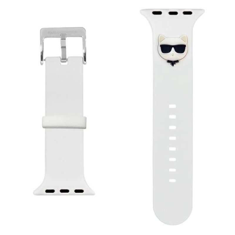 2. Karl Lagerfeld Silikonarmband mit Choupette-Köpfen für Apple Watch 38/40/41 mm – Weiß