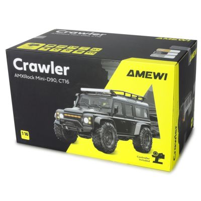 10. Ferngesteuertes Auto Amewi RC Crawler Mini-D90 AMXRock 4WD 1:16 RTR in Gelb
