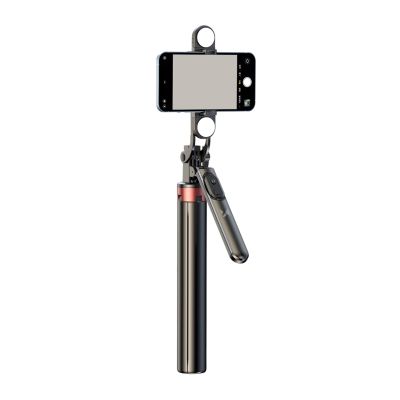 5. Selfie Stick WH181D-Y1S Teleskopstativ 1,75 m aus Aluminiumlegierung mit Dual-Licht und Telefonhalter – Schwarz