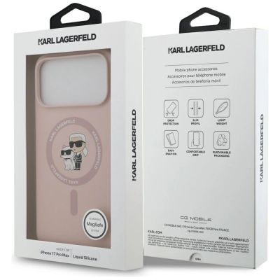 8. Karl Lagerfeld Silikon Karl&Choupette Ring MagSafe Case für iPhone 17 Pro Max - Pink