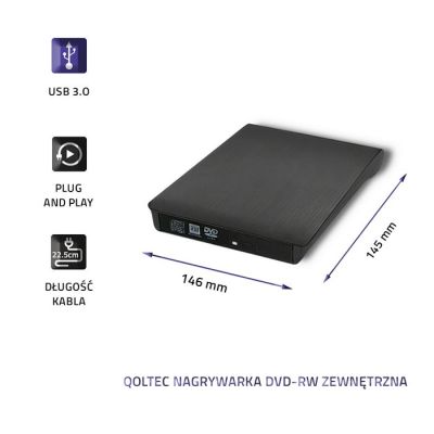 5. QOLTEC Externer DVD-RW-Recorder | USB 3.0 | Schwarz