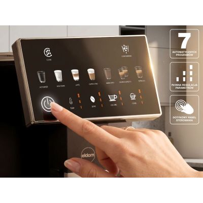 8. ELDOM Automatische Espressomaschine ECA10, 20 bar, 7 Automatikprogramme, 1400 W, Behälter: Milch 0,75 l, Wasser 1,5 l