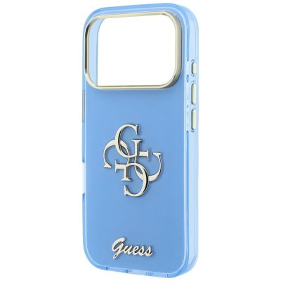 6. Guess IML 4G Script Metallhülle für iPhone 18 Pro Max / 17 Pro Max – Hellblau