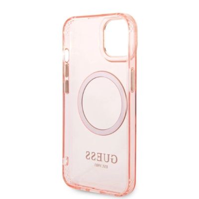 7. Guess GUHMP14SHTCMP iPhone 14 6.1" pink/pink Hartschale Gold Outline Translucent MagSafe