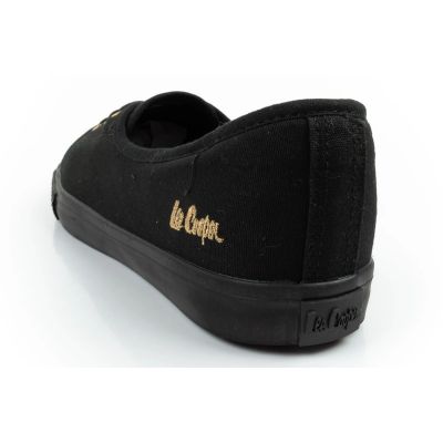 5. Lee Cooper Damenschuhe, sportliche schwarze Slip-On-Ballerinas