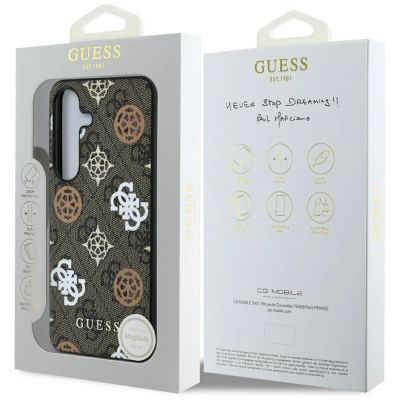 8. Guess 4G bedrucktes farbiges Pfingstrosenmuster MagSafe-Hülle für Samsung Galaxy S25 braun