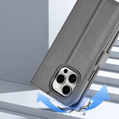 10. Dux Ducis Lawa Lederhülle für iPhone 15 Pro Max - Grau