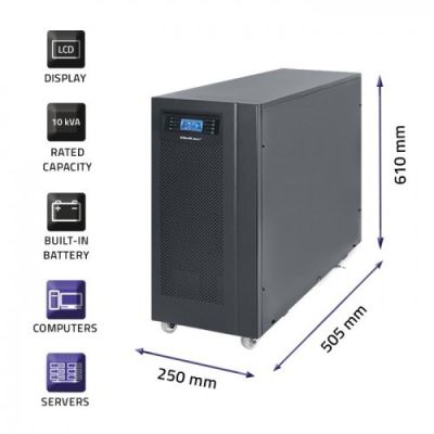 3. Qoltec Online-USV | Reine Sinuswelle | 10 kVA | 8 kW | LCD | USB