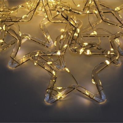 15. Weihnachtsbaumbeleuchtung, Lichtervorhang 120x120 cm, 235 LEDs, warmweiße Sterne