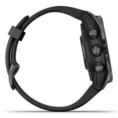 6. Garmin Fenix 7S Pro 42 mm Saphirgrau Titan DLC Uhr mit schwarzem Armband