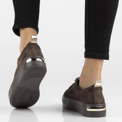 7. Damen-Plateau-Sneaker aus Leder, braun, Filippo DP3533